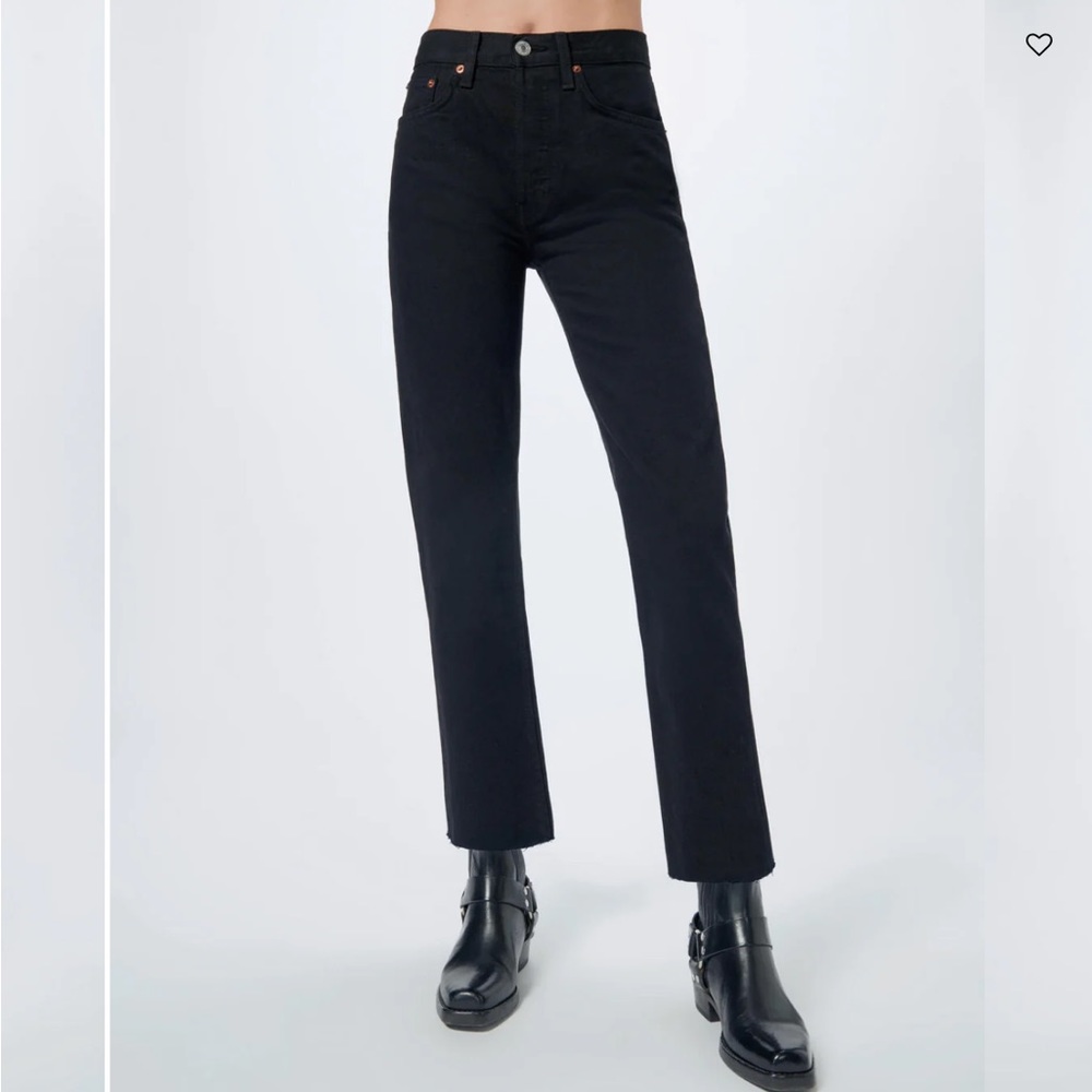 High rise stove pipe black rigid jean